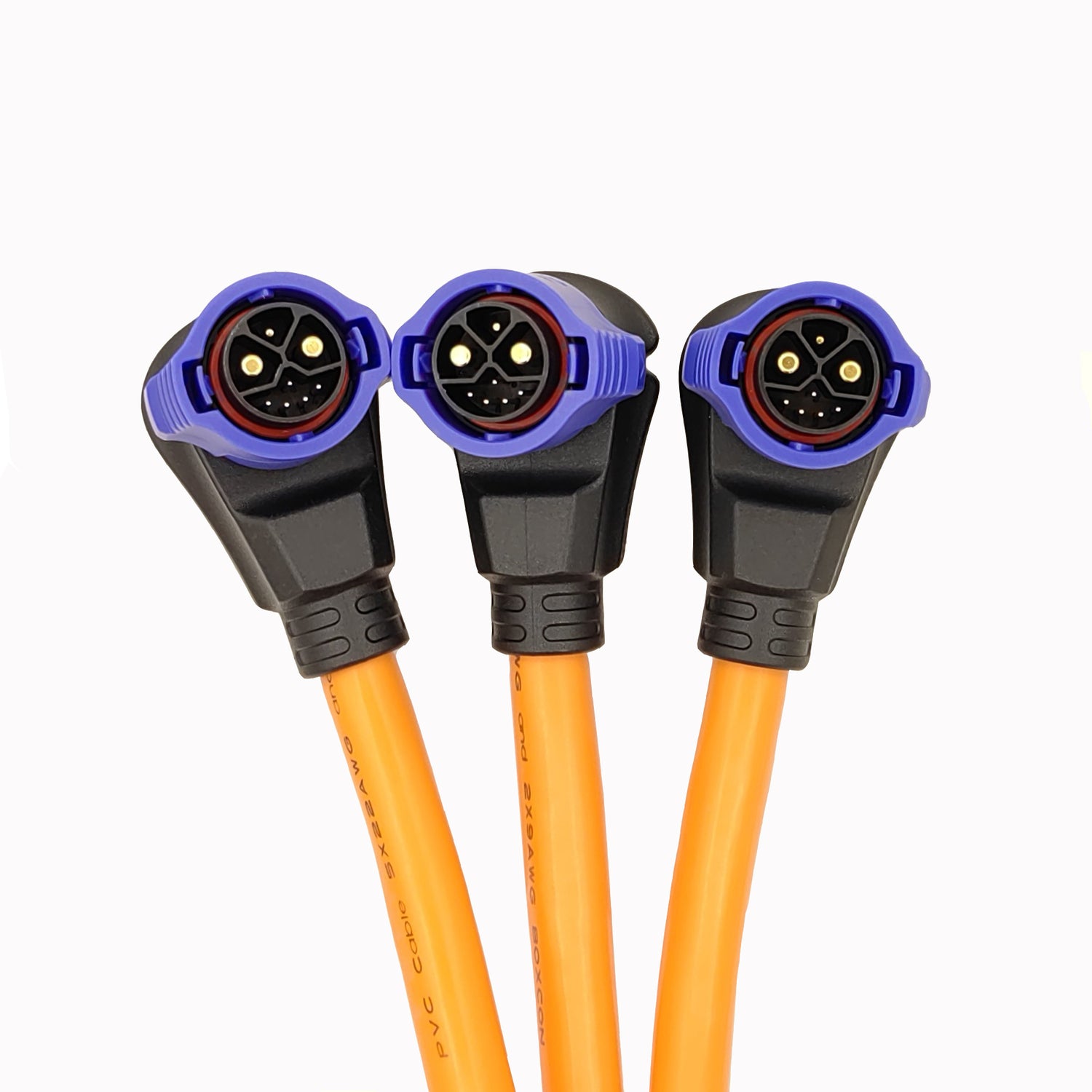 Jnicon M23 2+1+5 Pin 50A Push‑Lock Right Angle Connector – IP67 Waterproof, Anti‑Spark, High Current 9AWG Yellow Cable Assembly for E‑Bike  E‑Scooter  Motorcycle Battery Charging