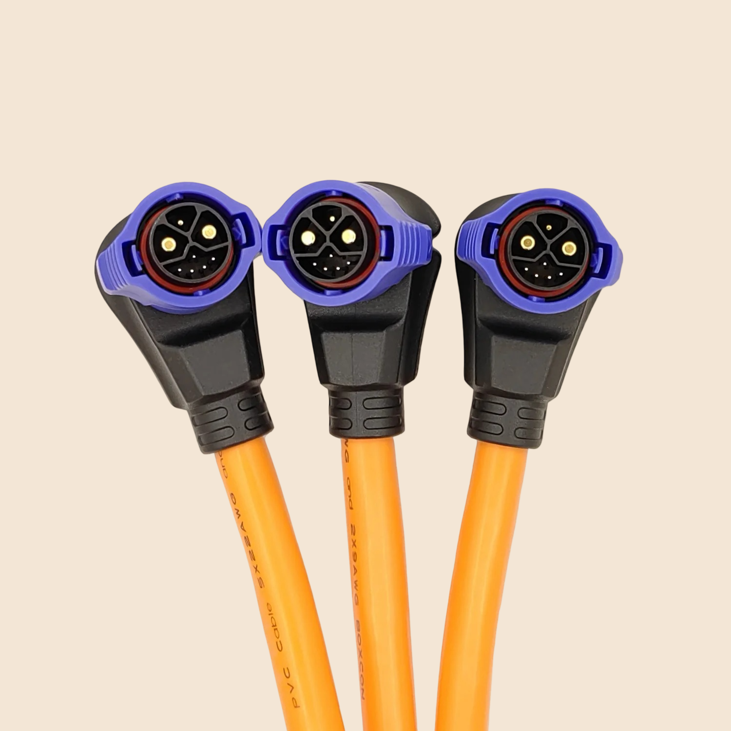 Jnicon M23 2+1+5 Pin 50A Push‑Lock Right Angle Connector – IP67 Waterproof, Anti‑Spark, High Current 9AWG Yellow Cable Assembly for E‑Bike  E‑Scooter  Motorcycle Battery Charging