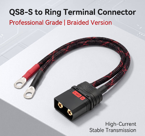 QS8-S Connector 8AWG 110A-130A High Current Harness for E-Bike E-Moto Drone Battery — Gold-Plated 8mm Bullet, UL94 V-0, 500A Peak | SLYT