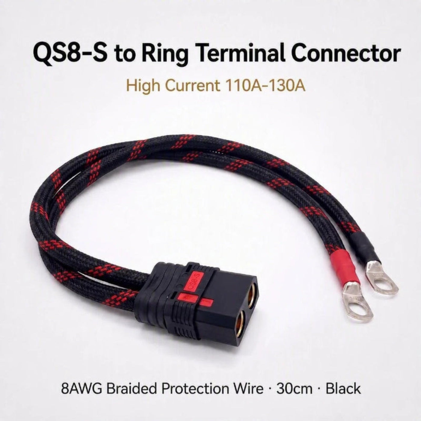 QS8-S Connector 8AWG 110A-130A High Current Harness for E-Bike E-Moto Drone Battery — Gold-Plated 8mm Bullet, UL94 V-0, 500A Peak | SLYT